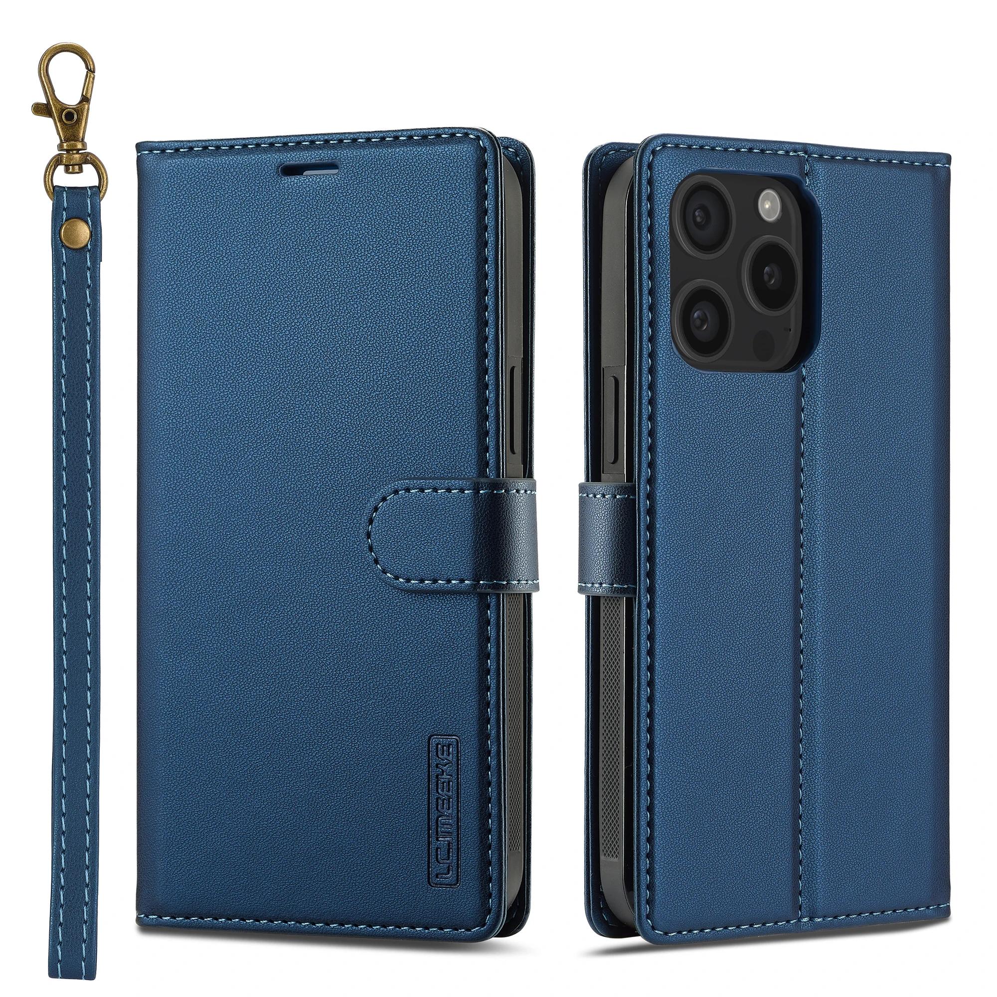 

2 in 1 Removable Flip Leather Case for IPhone 17 Air 16 Pro Max 15 14 13 12 11 Pro XS Max XR 7 8 Plus SE Magnetic Wallet Cover For iPhone 17 синий