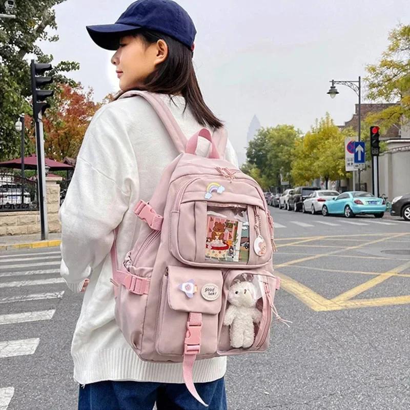 Kawaii Aesthetic Women Backpack School Bag for Teen Girls Japanese Korean Rucksack Student Bookbags Cute School Backpack Mochila