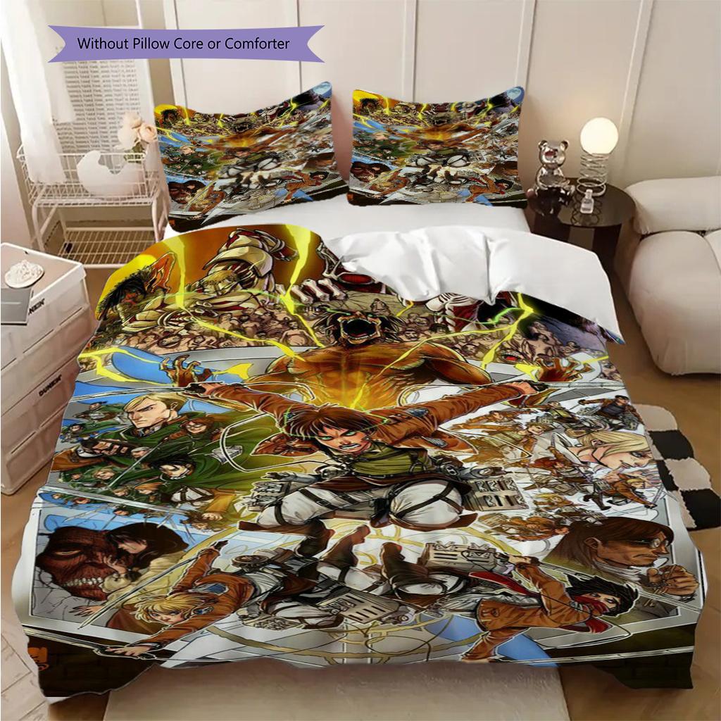 Attack Titan Comforter Set Threepiece Set 1 Duvet Cover 2 Pillowcase Without Core Duvet Cover And Pillowcase Soft And Comfortable