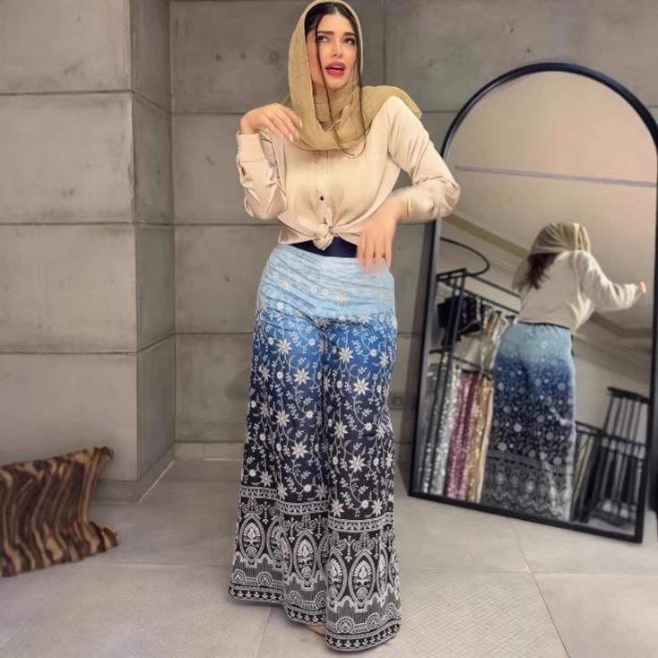 2025 Jesień Europejski i Amerykański Elegancki Dwuczęściowy: Modny top + spodnie z szerokimi nogawkami