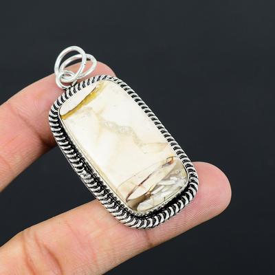 Daughters Day Deal 925 Sterling Silver Natural Brecciated Mookaite Bezel Pendant