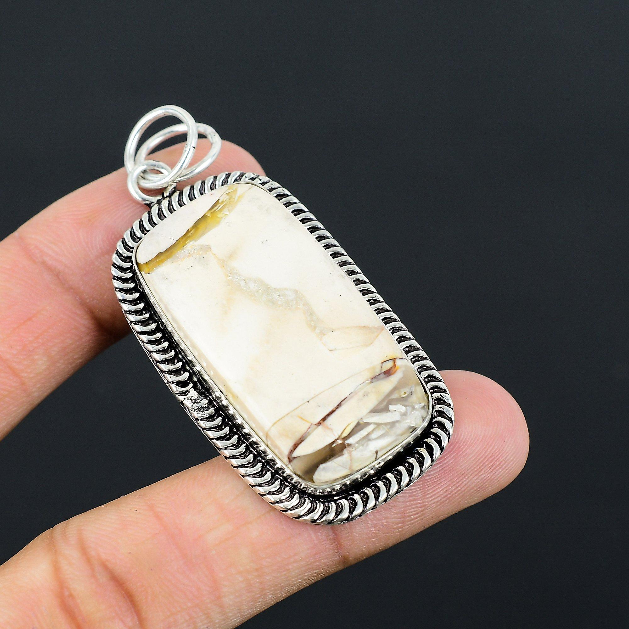 

Daughters Day Deal 925 Sterling Silver Natural Brecciated Mookaite Bezel Pendant