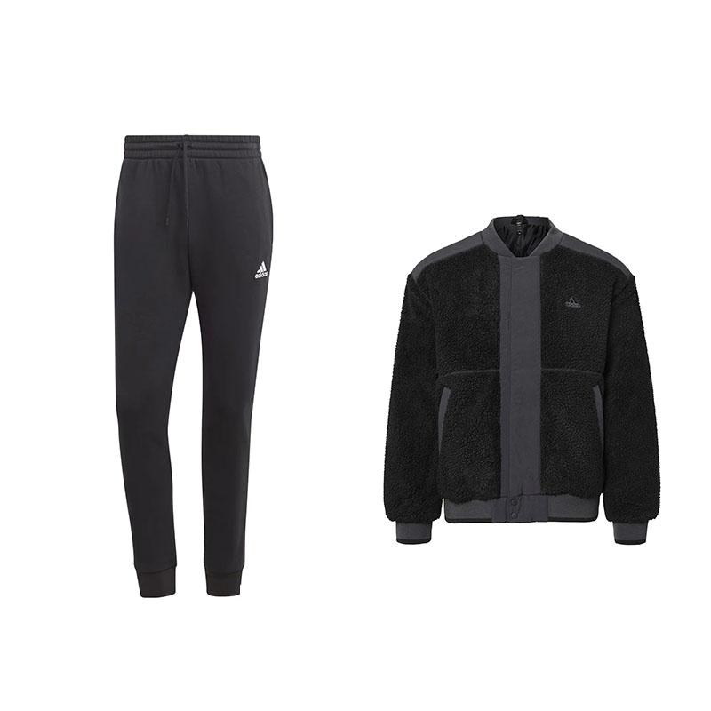 

Adidas Lace-Up Cuffed Long Pants Stand Collar Warm Long Sleeve Casual Sports Suit Men suits Black IL8919+IB4023 S