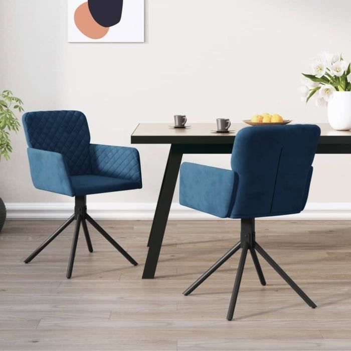 VidaXL Chaises pivotantes de salle à manger 2 pcs Bleu Velours 344789