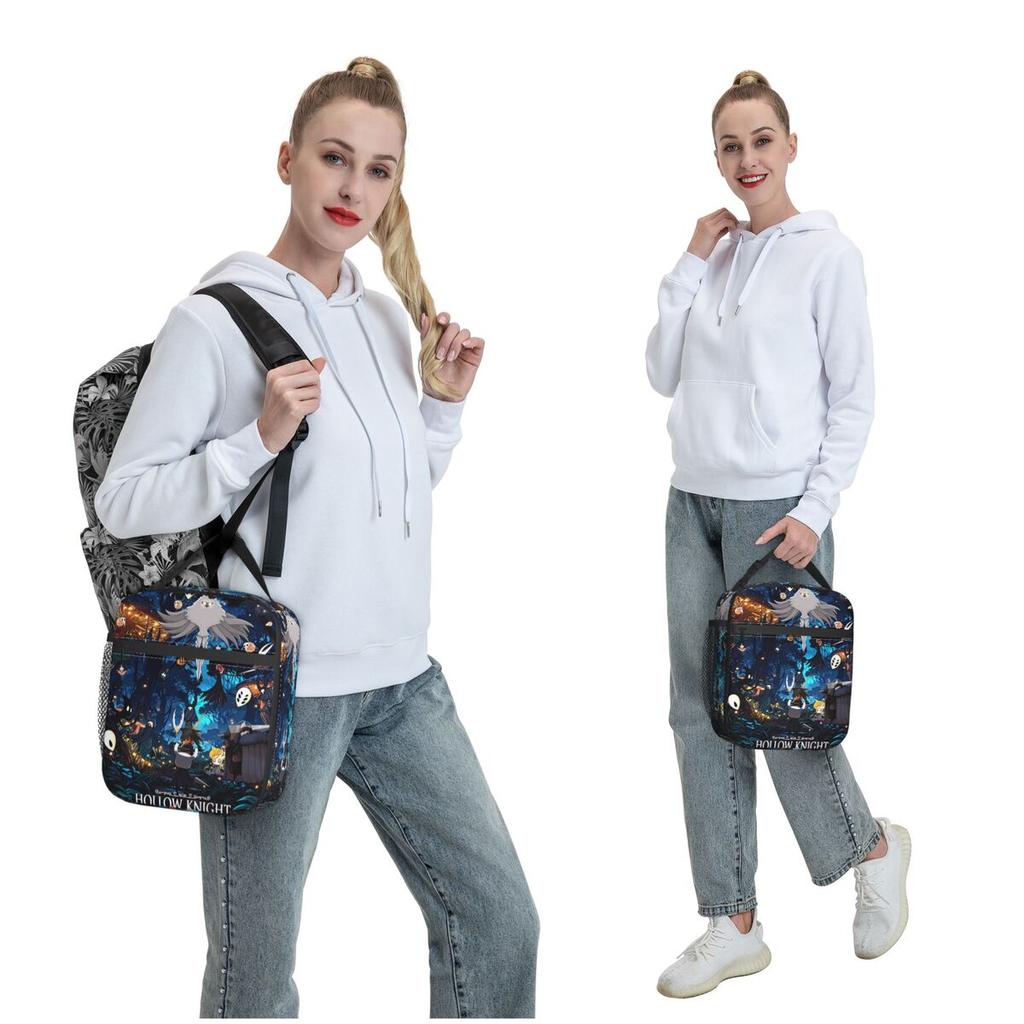 Hollow Knight Indie Game Insulated Lunch Bag for Women Kids Portable Food Boxes Thermal Lunch Box Tote