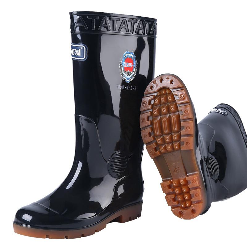 3 New Men's High-tube Rain Shoes 11 Black Thickened High-top Rain Boots Three-proof Labor Protection Water Shoes