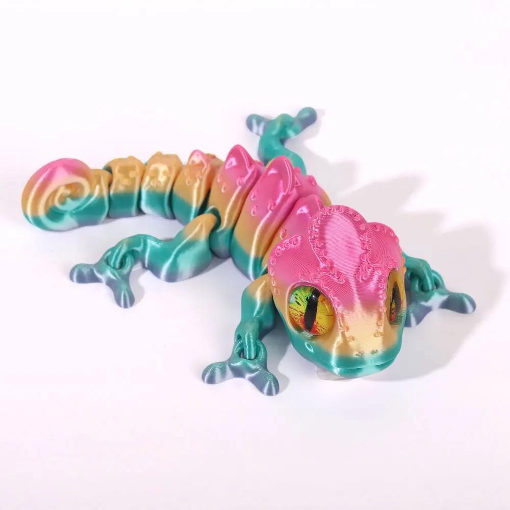 3D Printing Chameleon Figures Multi-Joint Movable Simulation Eyes for Home Accessories Kids Gift Living Room Decoration