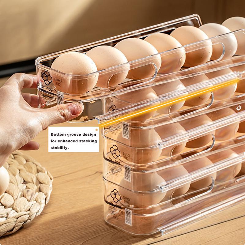 1/2/3-lags eggoppbevaringsboks Automatisk rullende eggholder Stativ Stige Kjøleskap Eggdispenser Eggorganisatorholder Kjøkken