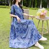 Elegantes Sommerkleid für Damen, Vintage-Kleidung, Übergröße, lässig, kurzärmelig, lange Kleider