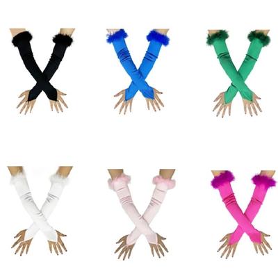 Long Satined Gloves Fingerless Operas Gloves Breathable and Comfortable Arm Sleeves for Formal Occasion 1920s Costume Props