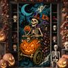 Skeleton Halloween Display Spooky  Halloween Backdrop Spooky Party Backdrop Skeleton Theme Halloween Party Banner For Home