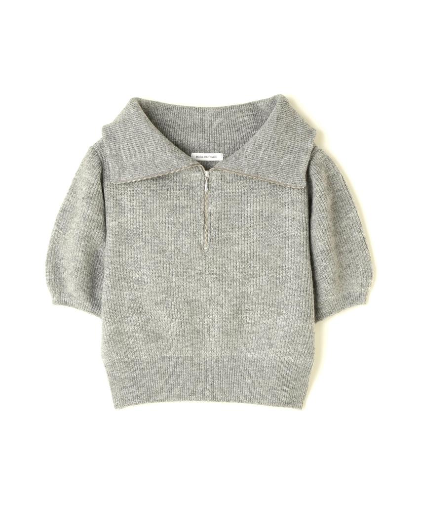 Natural Beauty Basic Knit Medium Gray Women's Half-Zip Sweater,