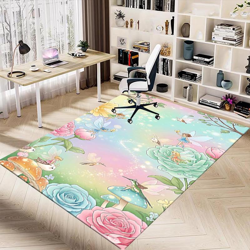 1PC Fairies Flowers Non-Slip Floor Carpet, Office, Family, Bedroom, Studio - Large Area Rug, Vibrant Colors, Longlasting Material-X408