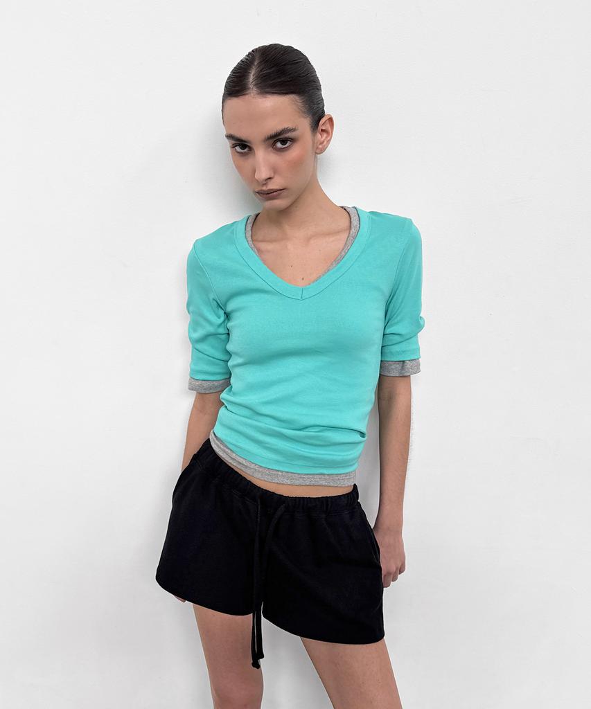 Saendeulig Line.01 V-Neck Tee_4Color