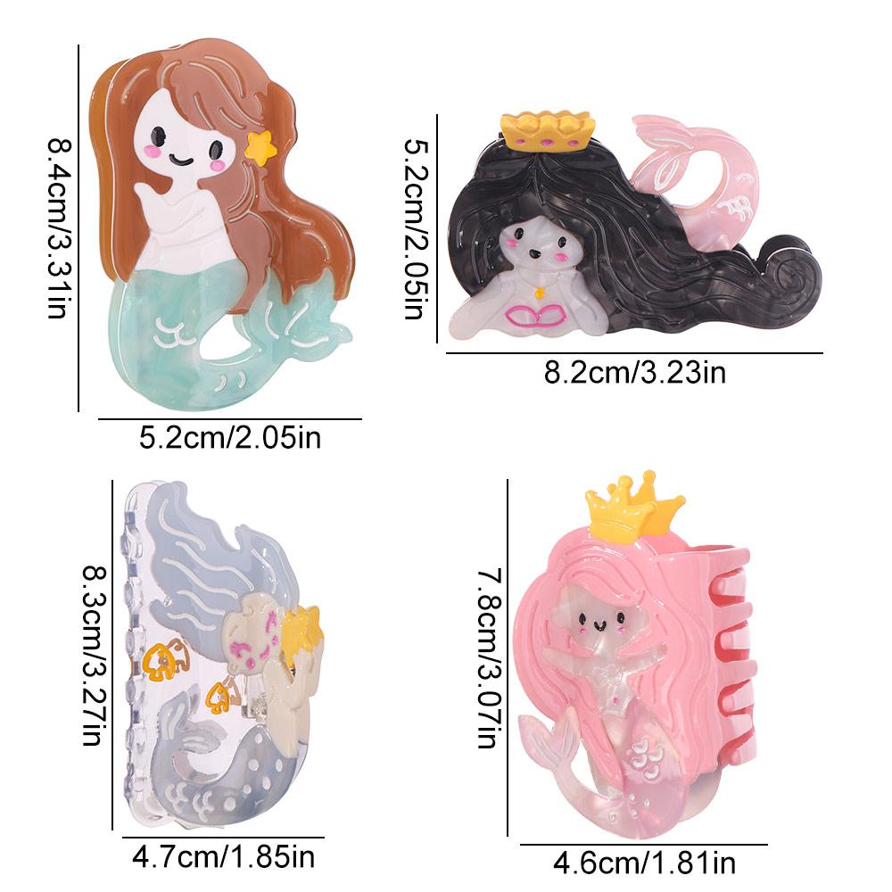 Geometry Creative Hair Claw Ponytail Clip Acetic Acid Shark Clip Cartoon Mermaid Hair Claw  Girls