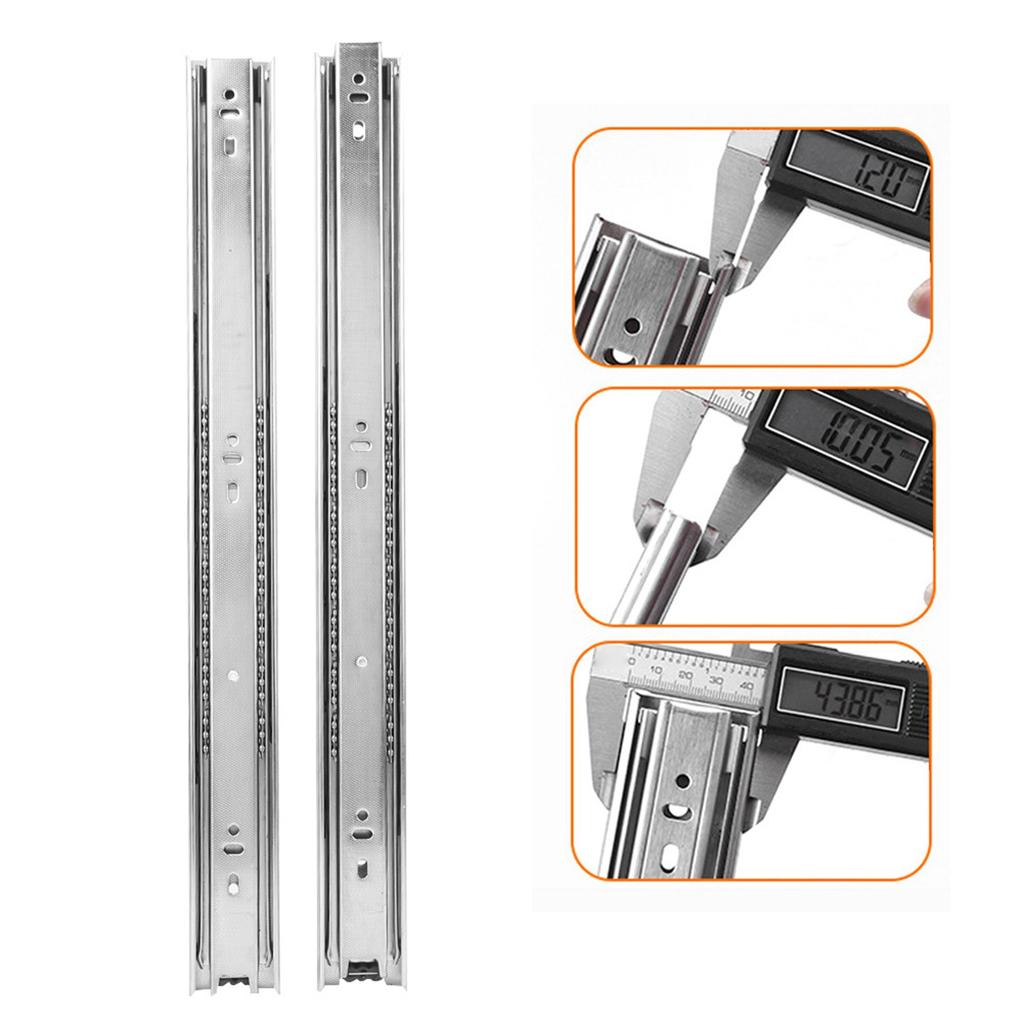 1 Pair 18 Inch   Bearing Cabinet Drawer Slider Runner Steel Slide Rails