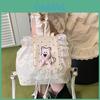 Girls West Highland White Terrier Bow Shoulder Backpack Pu Flower Edge Color Block Casual Bag For Daily Use