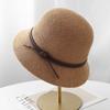 Bucket hat leather rope top hat cotton and linen summer women's sunshade basin hat spring and summer sun protection women's casual top hat tide