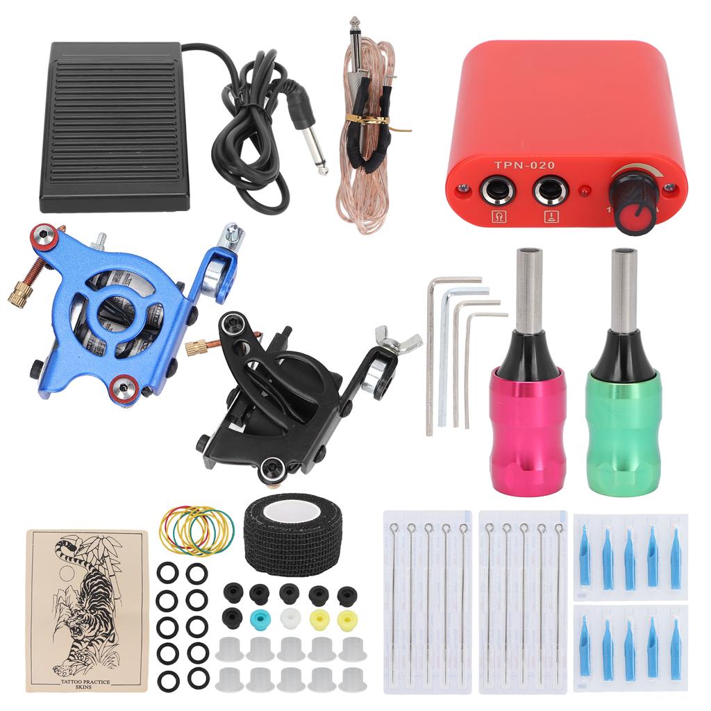Komplettes Tattoo-Kit 10 Wrap Shader 8 Wrap Liner Spulenmaschinen-Kit für Tattoo-Künstler Anfänger