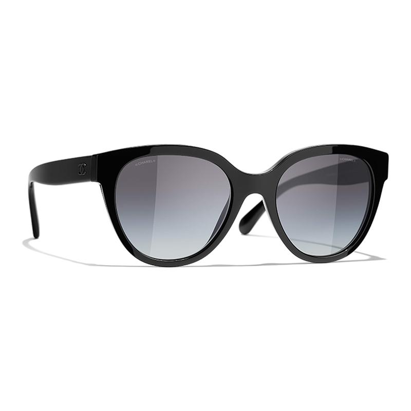 Chanel Dekoracja literowa rama acetatowa okulary przeciwsłoneczne motyl damskie czarne