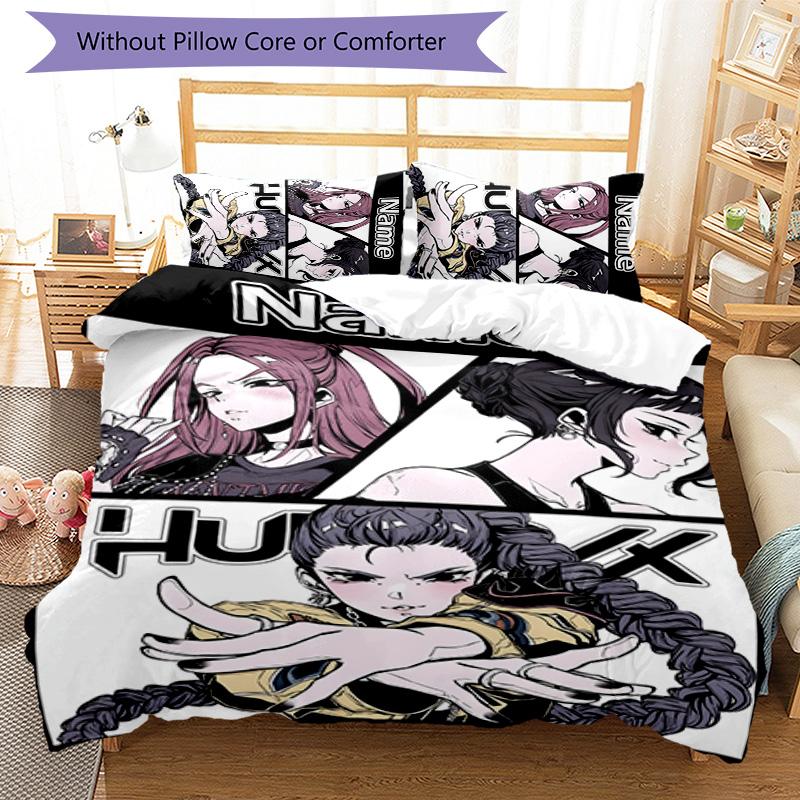 3pcs KPop Demon Hunters12 Cover Set - Personalized Name, HD Printed Bedding with 1 Cover and 2 Pillowcases - Perfect for Home Decor, Easy Care