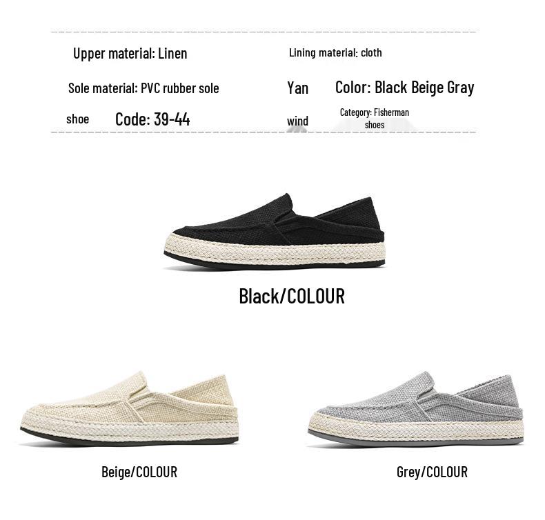 Men's Summer Canvas Slip-on Shoes - Stylish Linen Fisherman Loafers 2026