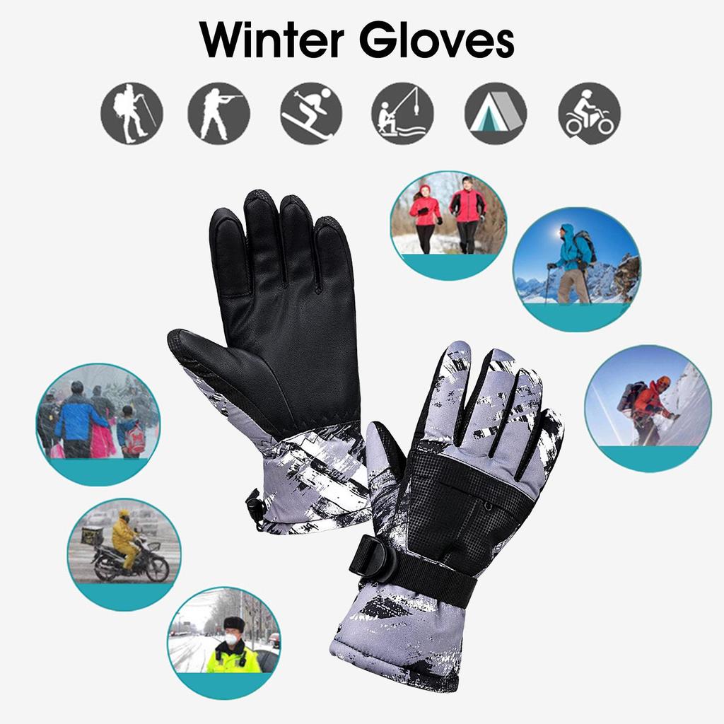Winter Ski Gloves Warm Thick Breathable Snow Water Resistant Soft with