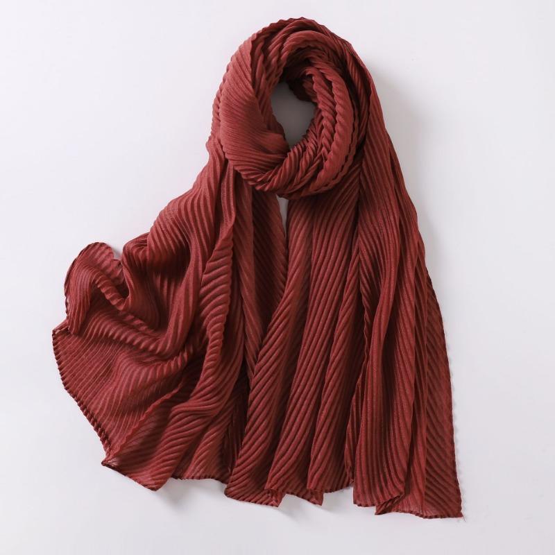 Large Size Pleated Hijab Scarf For Women Muslim Daily Wear