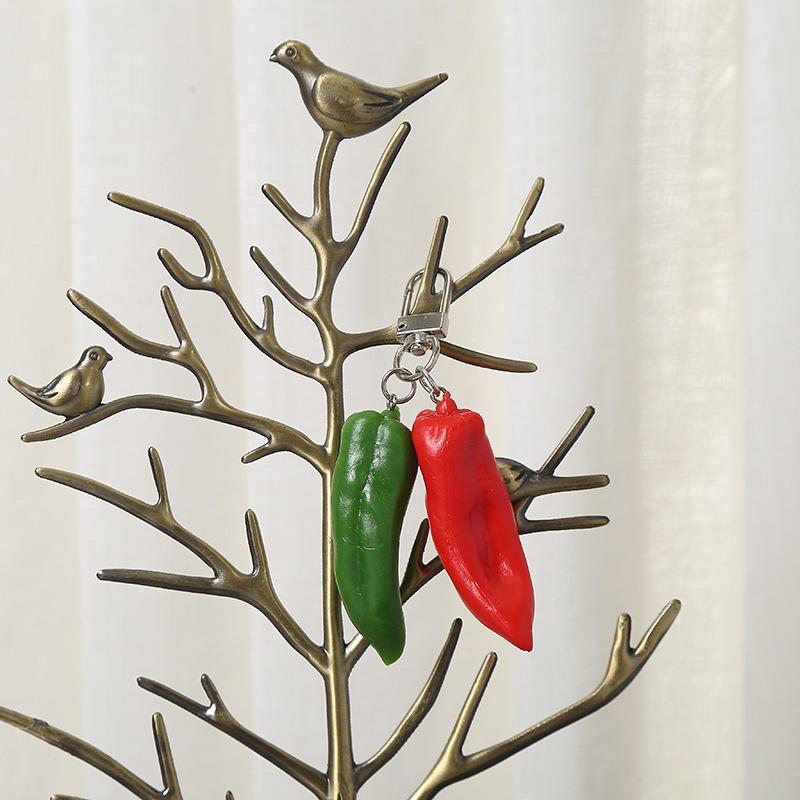 Realistic Red And Green Bell Pepper Keychain Creative Vegetable Bag Pendant