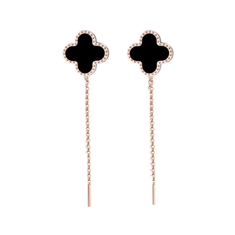 Lucky Four-Leaf Clover Red Tassel Earrings: High-End Fashion Jewelry 2025