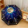 Moon Celestial Stained Glass Printed Umbrella Windproof Folding Umbrella Portable Sun and Rain Umbrella Suitable for Gifting