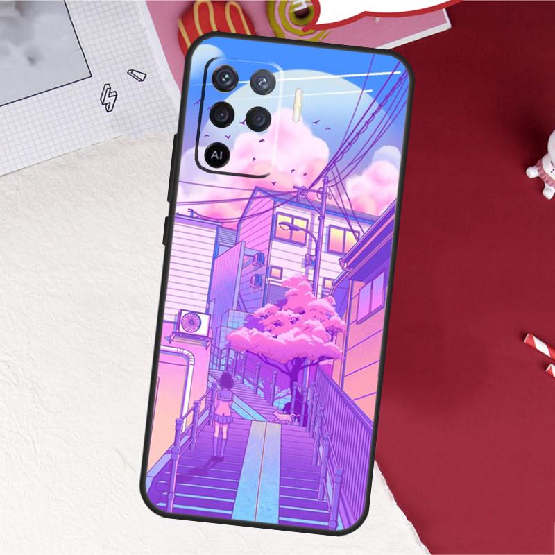 Pastel Japan Kyoto City Case For Oppo A18 A98 A38 A58 A78 A60 A80 A40 A96 A76 A16 A94 A74 A54 A15 A17 A57 A77 A5 Pro