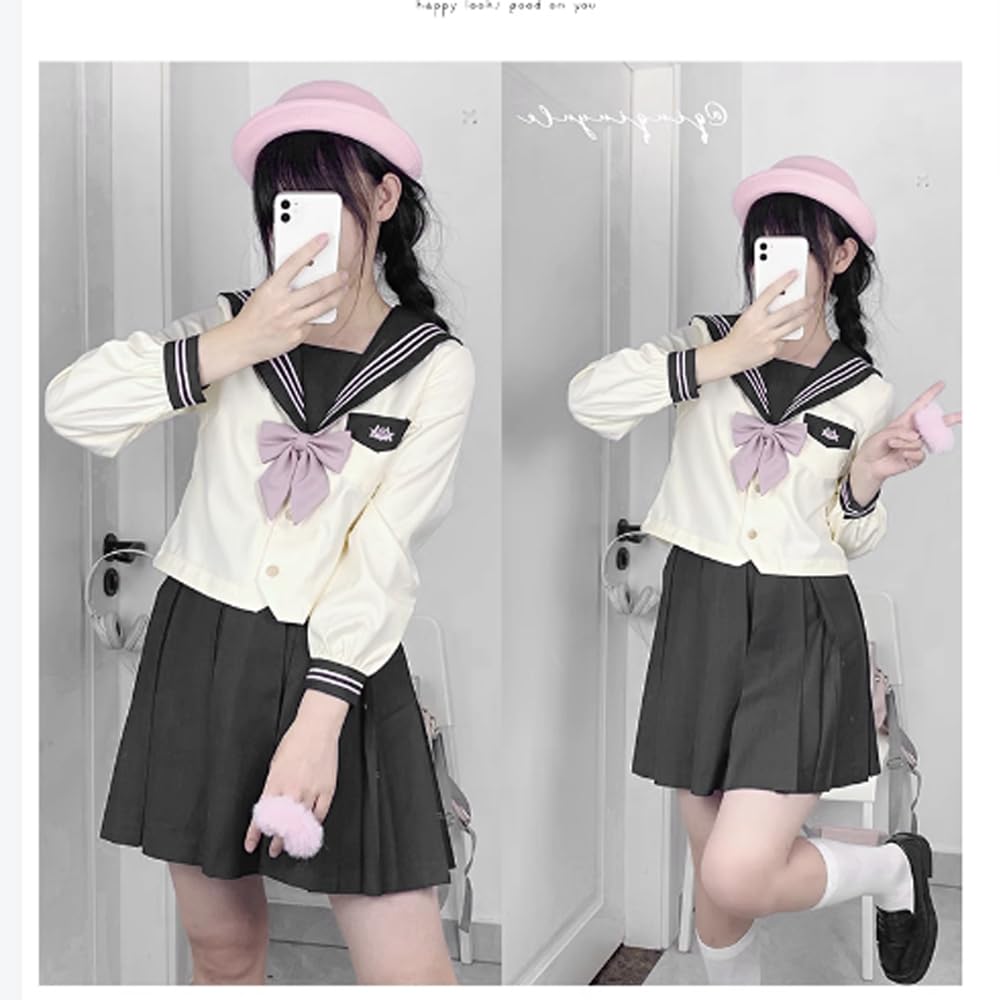 City Sea Sky Sailor Long Set for High School Cute Embroidered School Short Halloween Student Junior High School Cultural School Graduation Authentic