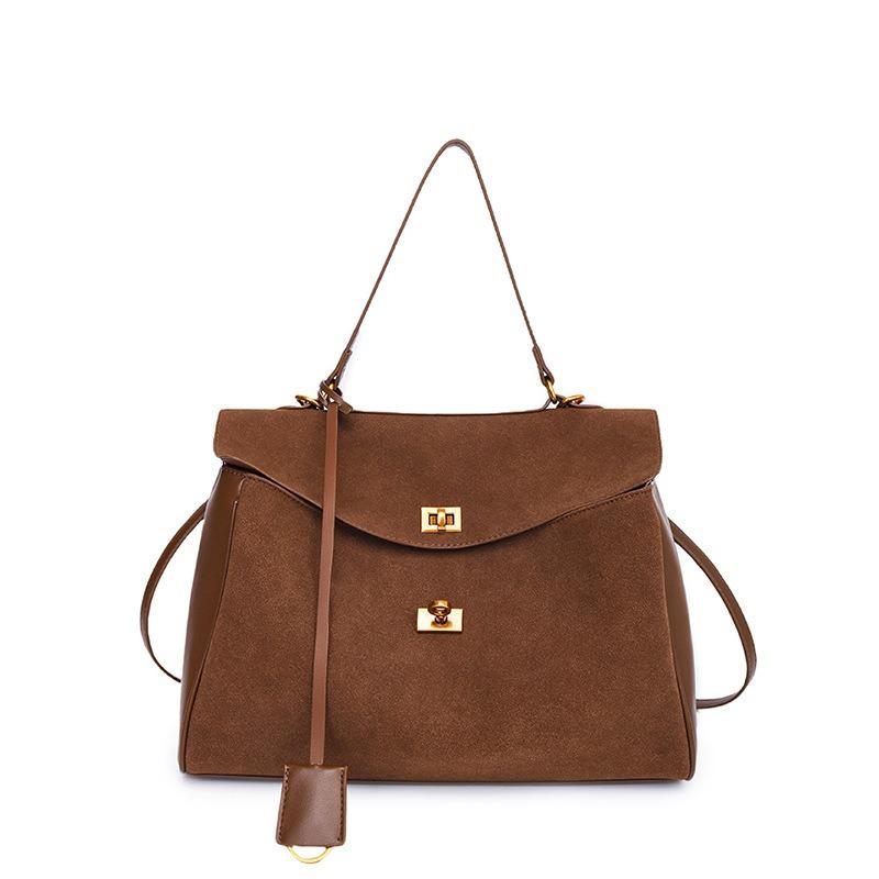 Retro suede shoulder armpit bag women's new large-capacity commuter portable tote bag casual messenger bag