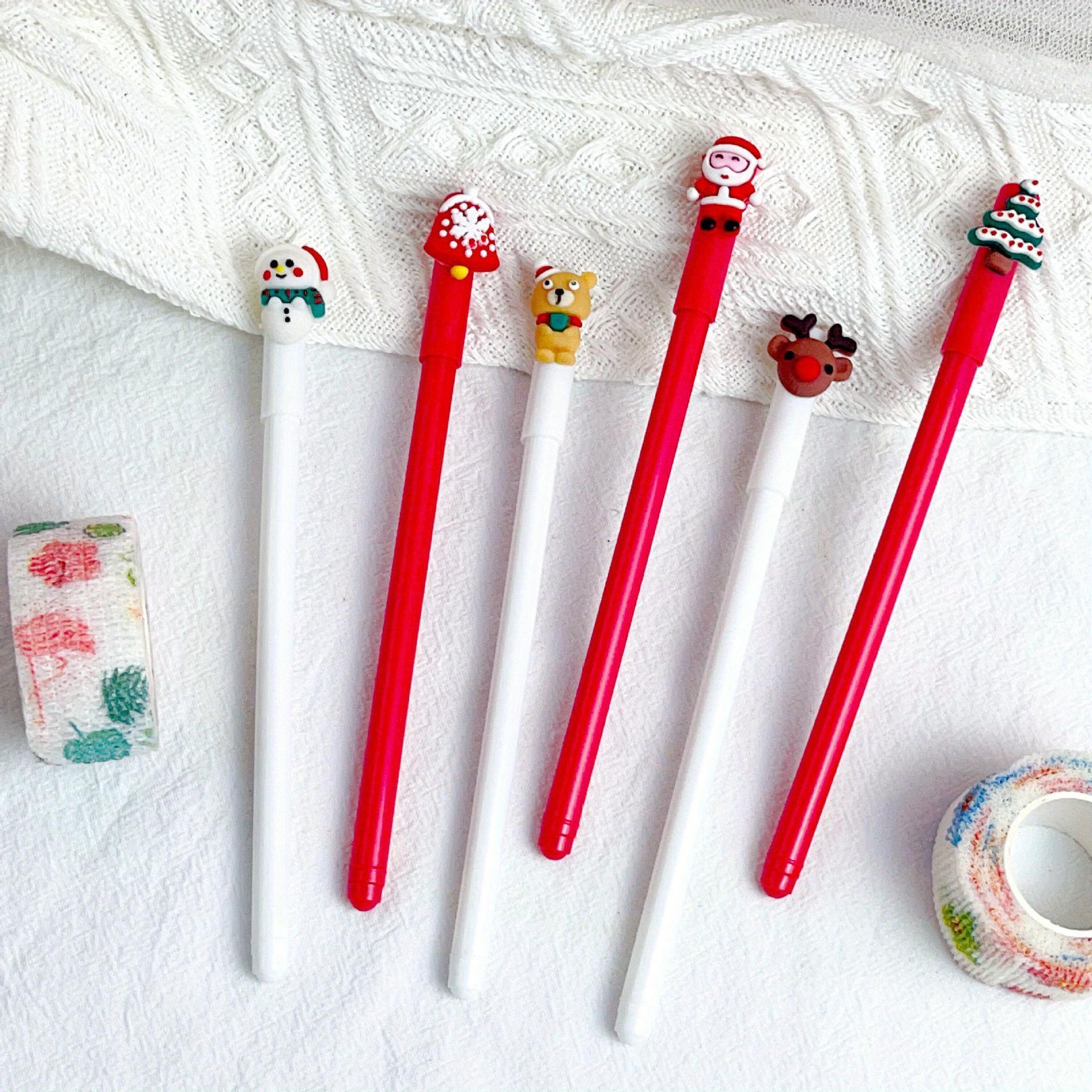 

12Pcs Christmas Themed Writing Pens Kawaii Novelty Stationery Smooth Writing Durable Holiday Office Supplies Random style