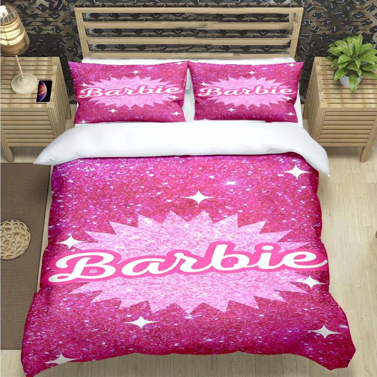 

Hot Fashion B-Barbie Cartoon Print Bedding Sets Bed Supplies Set Comforter Set Teens Girls Cartoon Twin Single Kid Luxury Gift US Twin 173x218cm