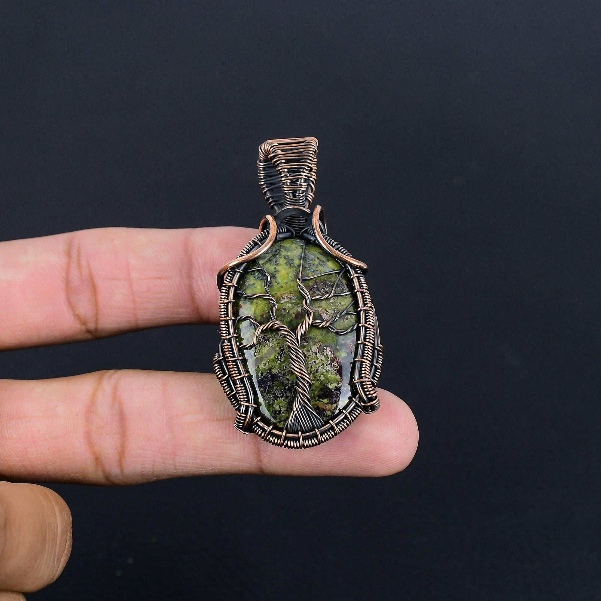 

Подвеска из яшмы Драконьей крови, обернутая медной проволокой 999 пробы, Ювелирные изделия с подвеской из драгоценного камня ручной работы, Подарки для жены, Новая подвеска 2.55 Inches