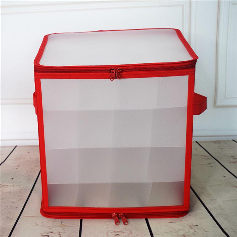 1 Box With 64 Room, Christmas Ornament Storage Box Xmas Storage Containers With Zippered and Handles, Christmas Ball Storage Box