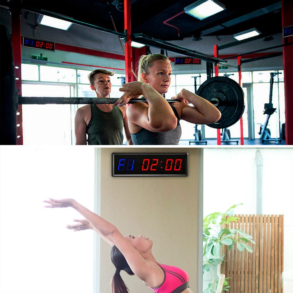 Portable Gym Timer LED Workout Clock Remote Control Count Down/Up Clock Multifunctional Wall Clock for Boxing Crossfit