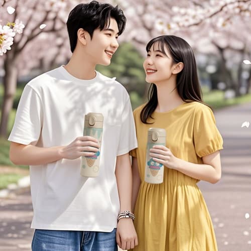 Hangyodon Thermos Water Bottle, Direct Drinking, One-Push Stainless Steel Bottle, School, Birthday, Kids, Cute, Keeps Drinks Cold or Hot, Vacuum Insul