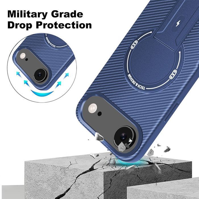 Coque de Protection - BOOLING - pour iPhone Air - Silicone avec Cercle Magnétique et Support - Bleu