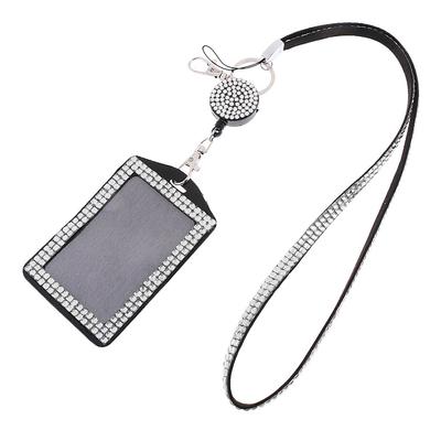 Rhinestone Lanyard with Retractable Reel Vertical ID Badge Holder
