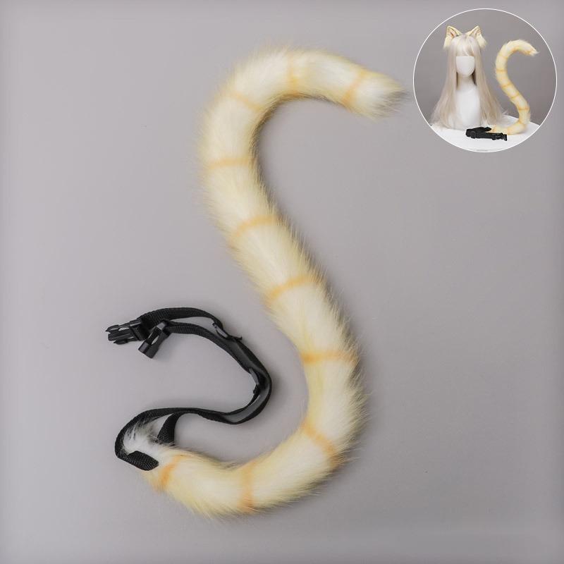 Three Flowers Orange Cat Ears Animal Ears Headband Handmade Plush Lolita Cat Ears Kc Comic Show Cat Lady Cos Cat Tail Set