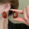 Silver needle retro Hong Kong style dripping oil round earrings niche temperament earrings fashion light luxury summer women's high-end earrings
