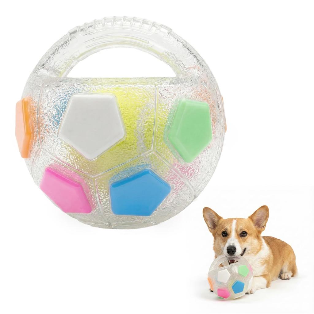 Dog Toy Soccer Ball Handles Mellow Squeaky Interactive Calming ...