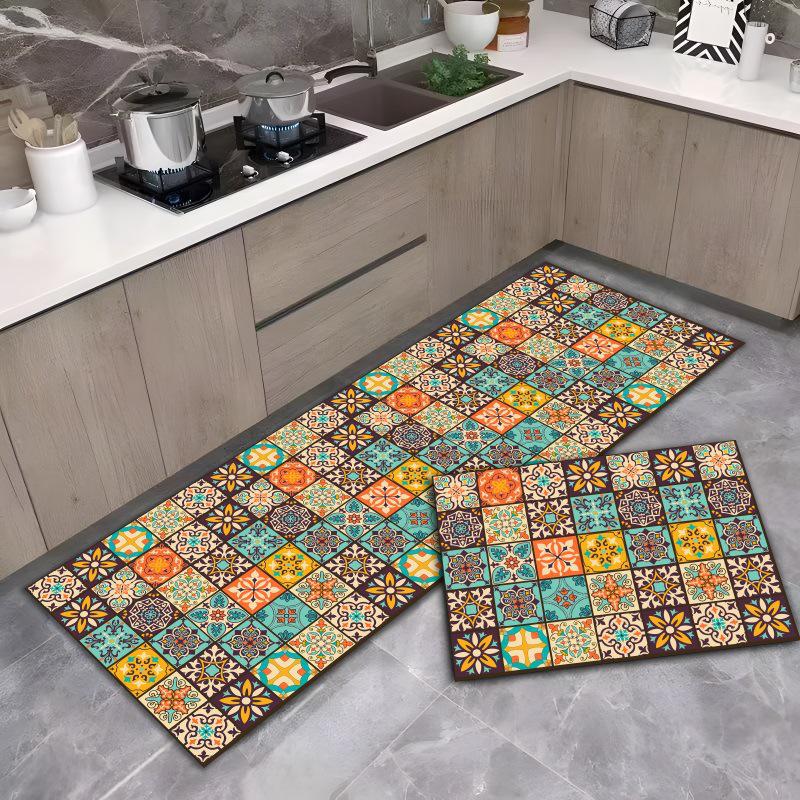 Stylish Non-Slip Kitchen Floor Mats: Dirt-Resistant, Water-Absorbing, Oil-Absorbing, Long Combination Set