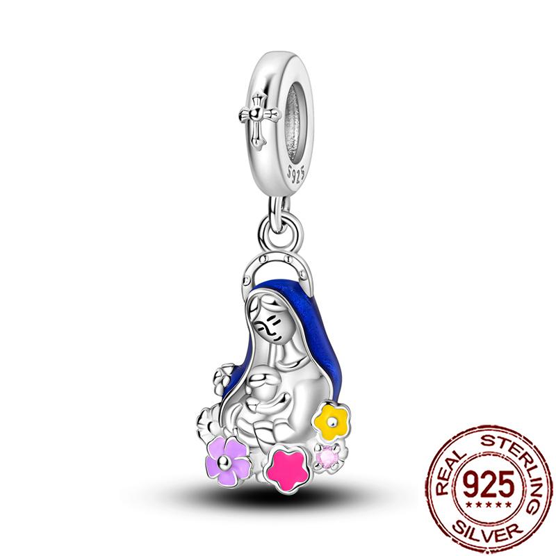 Charms Copper Angel Crucifix Cross Dangle Religious Beads Fit Snake Chain Bracelet Necklace Women Diy Jewelry