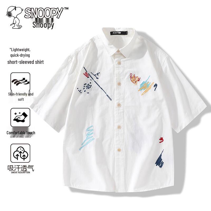 SNOOPY Men's Summer Embroidered Short-Sleeve Shirt