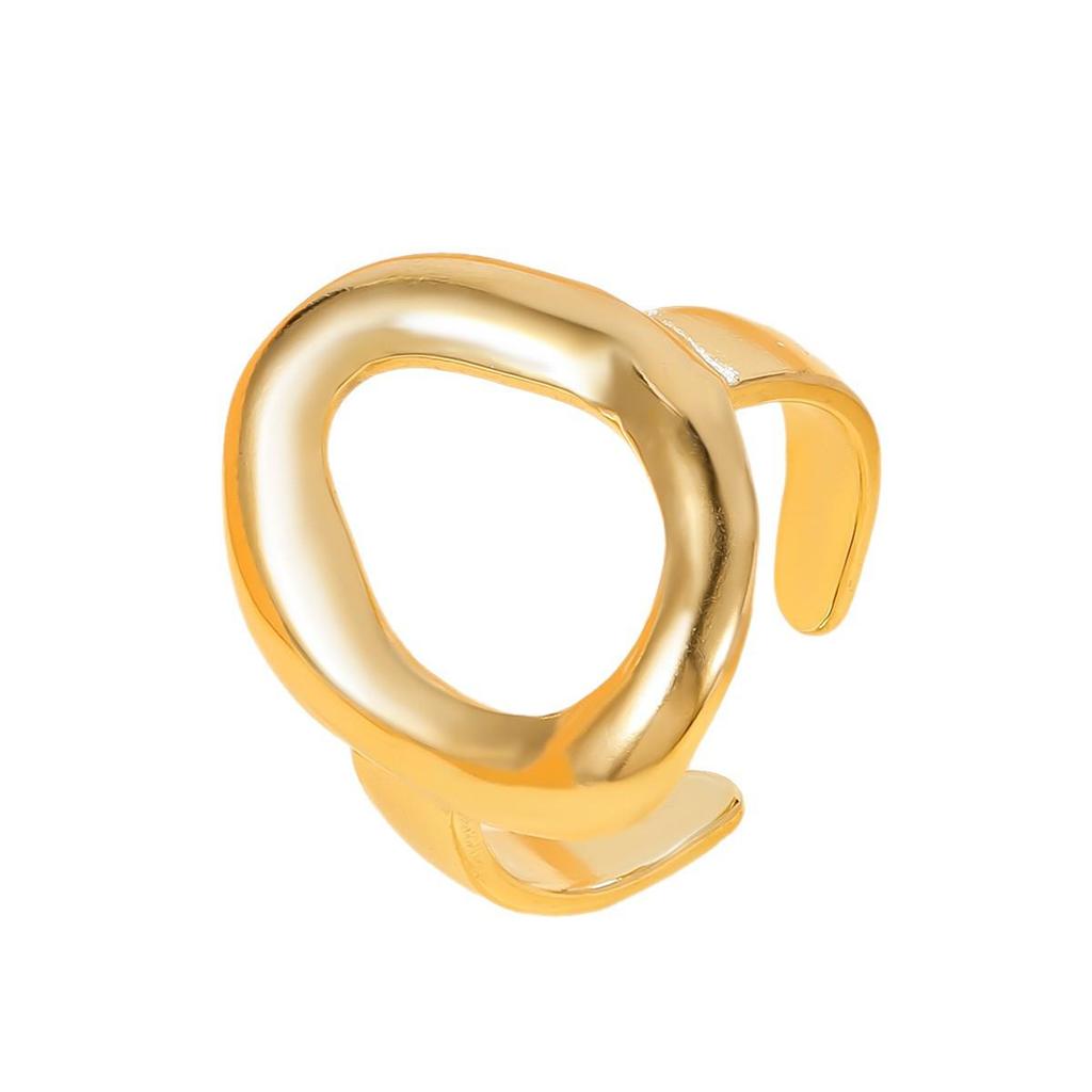 18K Gold Retro Geometric Drum-Shaped Stainless Steel Ring