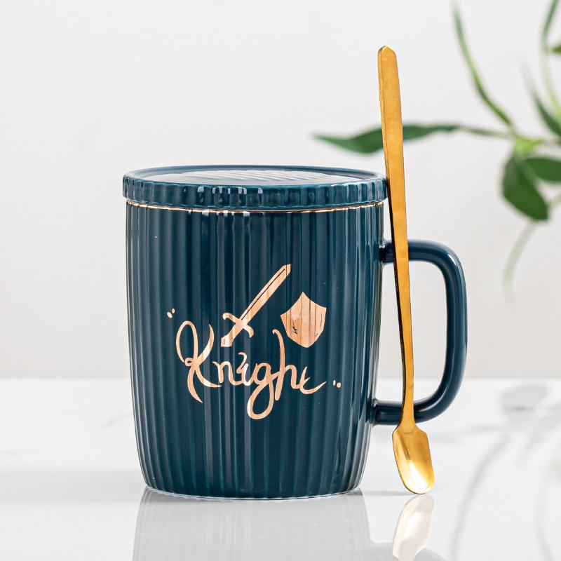 European Ceramic Mug Striped Mug Set Couple Cup Advertising Gift Souvenir